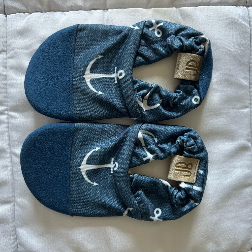 Blue and White Nautical Water Shoes with Anchor Design - Toddler Size 7
